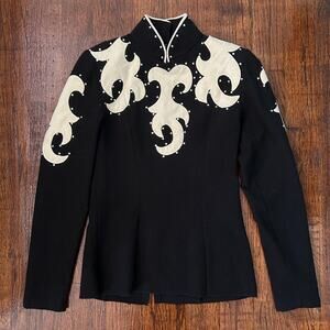 Vintage Leather Jewel Wool Western Shirt Jacket Womens XS Horse Riding Talon Zip